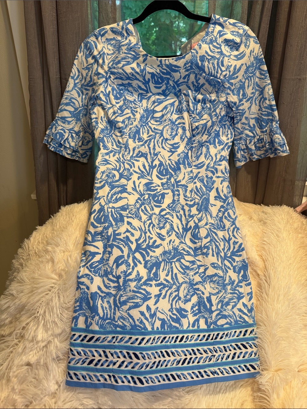 Lilly Pulitzer Blue and White Floral Midi Dress